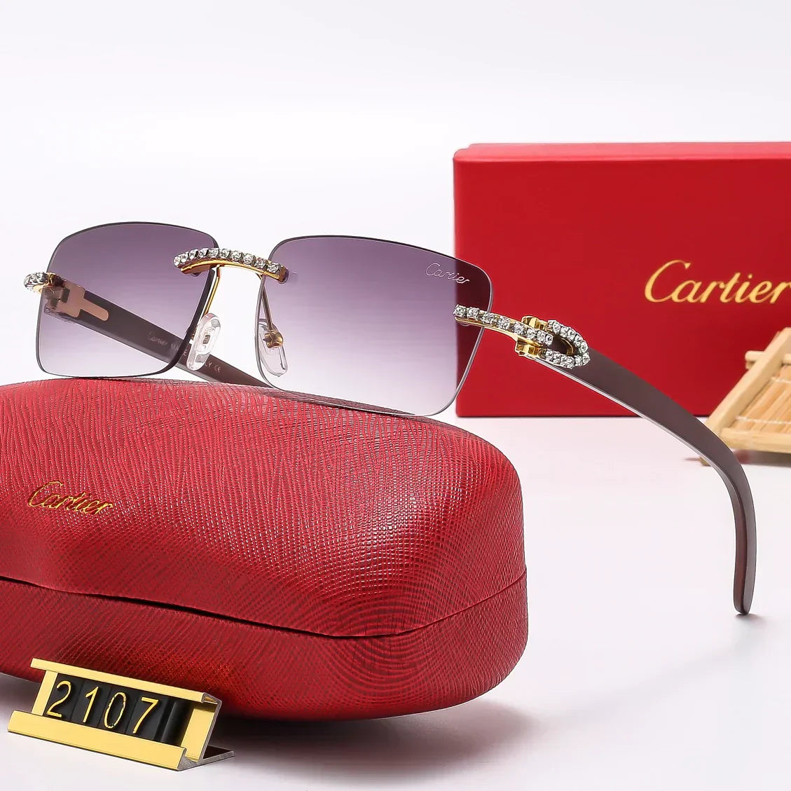 6 Colors Diamond Fashion Frameless Sunglasses 2107