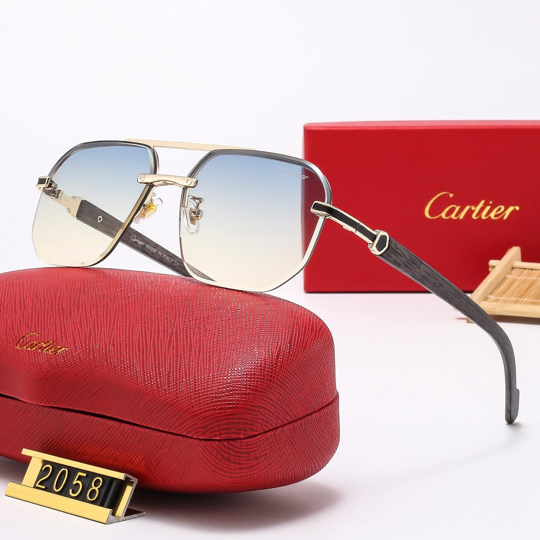 Wooden leg aviator multi-color sunglasses 2058