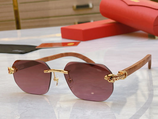 High end leopard precision cut lens sunglasses