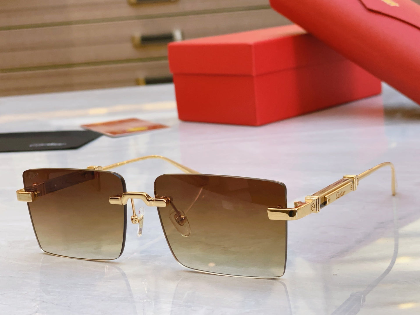 High-end Chic Gradient Square Rimless Shades Sunglasses
