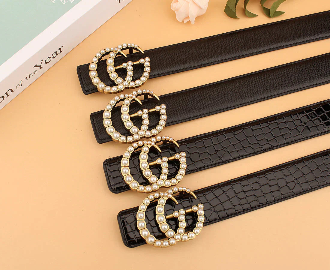 2 styles of double G pearl belt