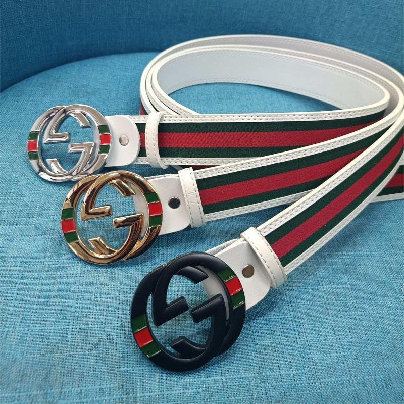 3 Colors Double G Stripe Leather Belt