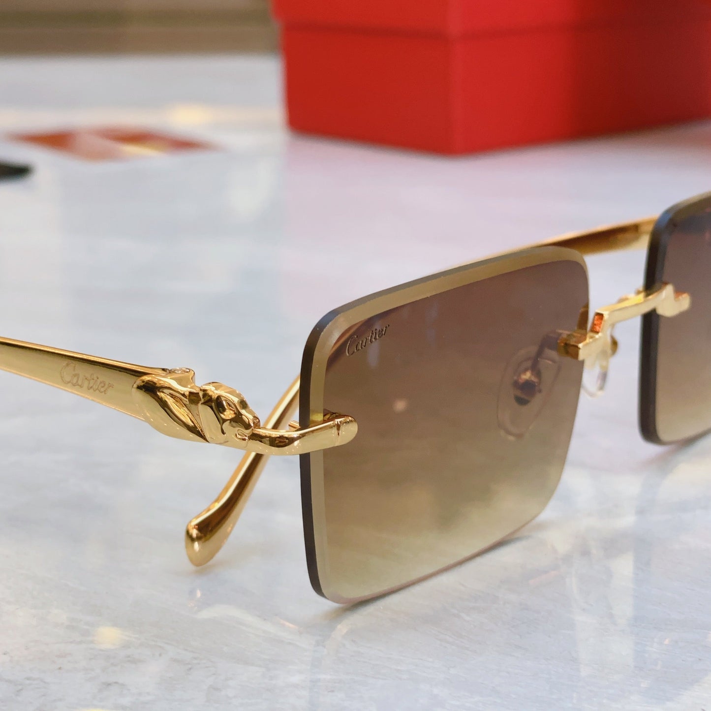 Square frameless design high-end sunglasses