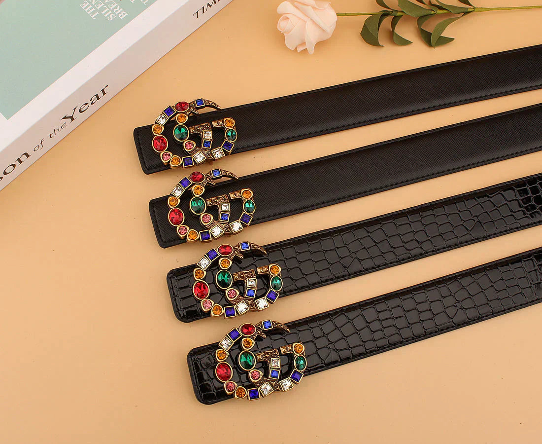 2 double G irregular colored diamond belts