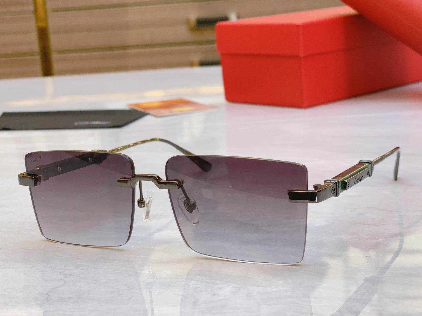 High-end Chic Gradient Square Rimless Shades Sunglasses