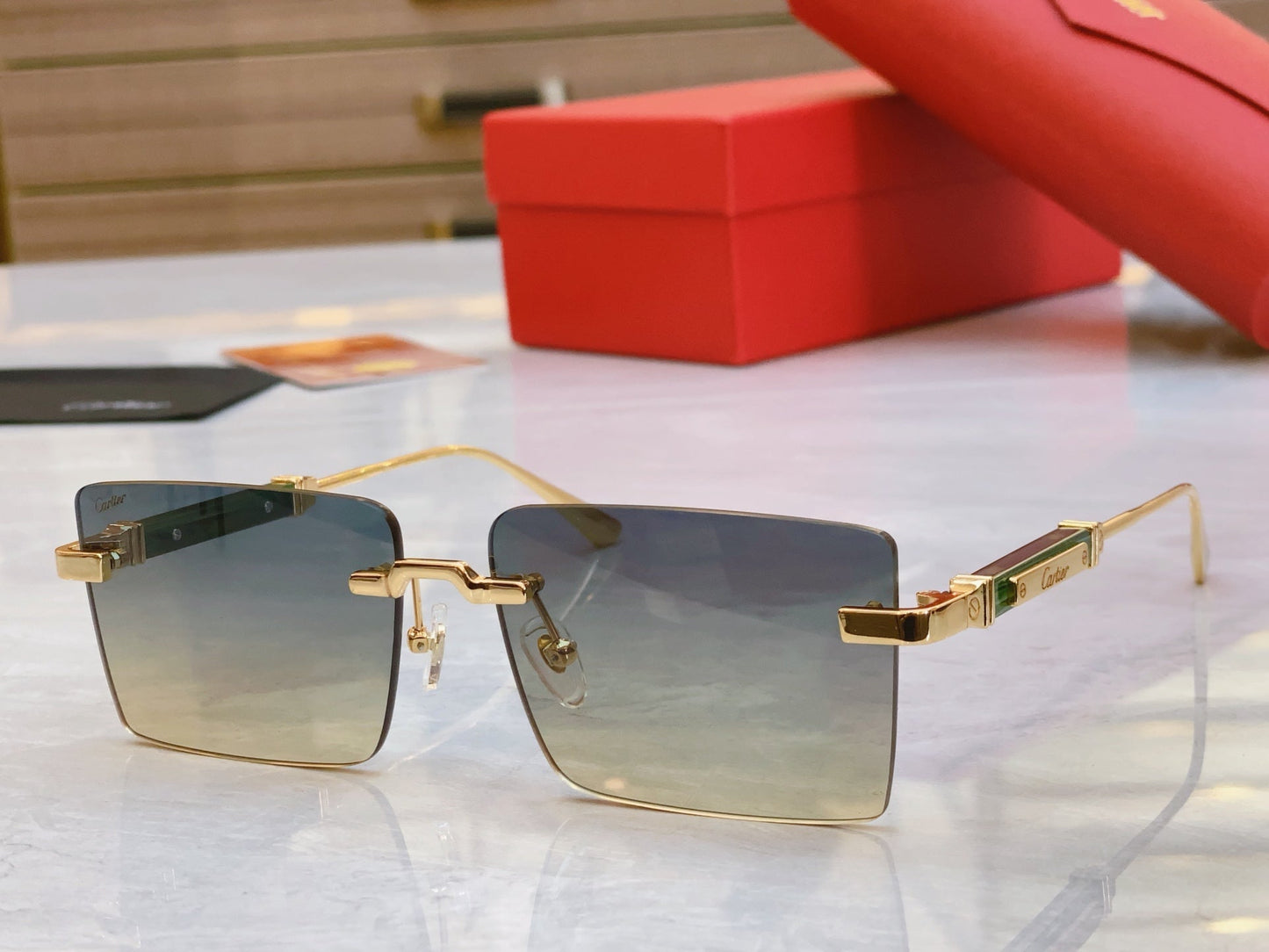 High-end Chic Gradient Square Rimless Shades Sunglasses