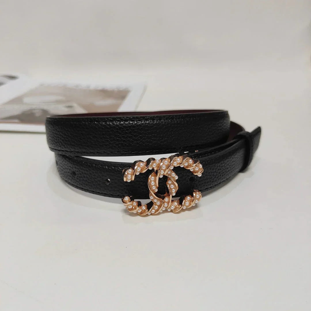 4 Colors fashion pearl leather belt