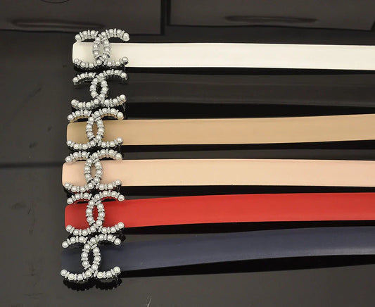 6 color double C pearl rhinestone belt