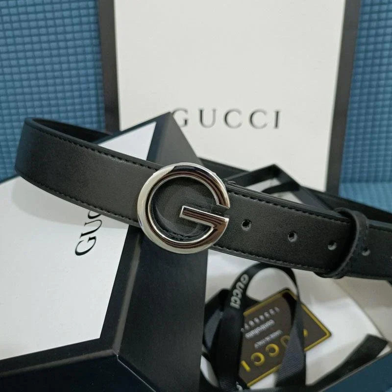 3 Colors Lingle G Black Leather Belt