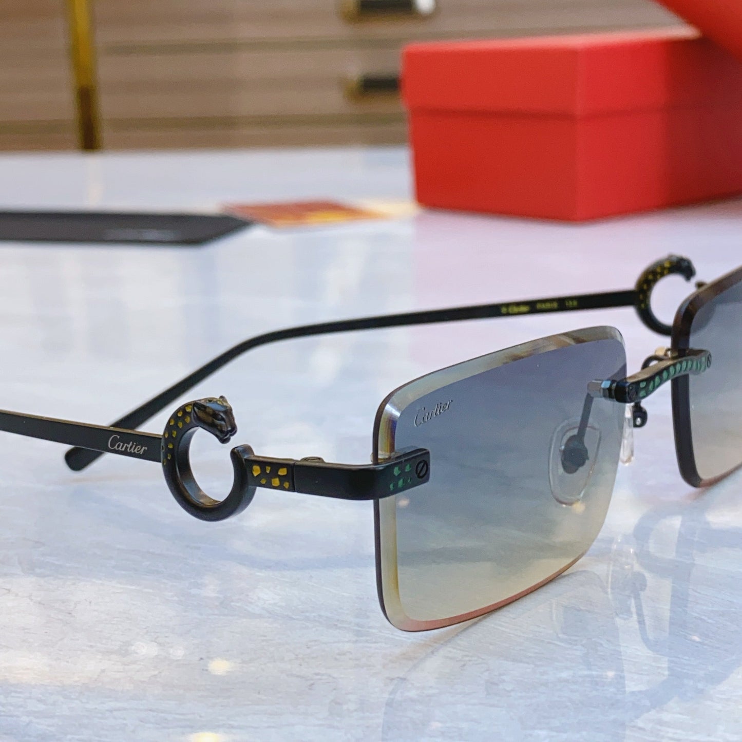 High end golden leopard carved decorative sunglasses