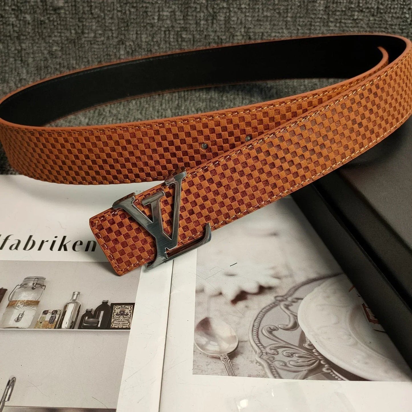 3 Colors  Orange Leather Belt