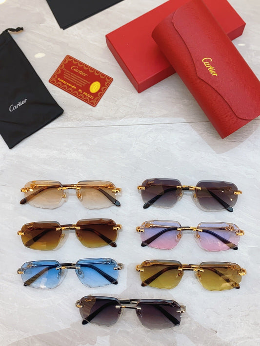 High end cut lens leopard frameless sunglasses