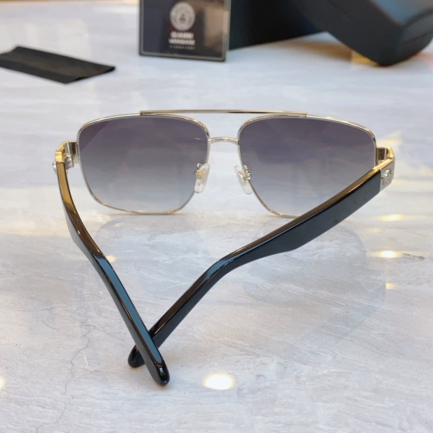 High end classic pilot dual pole sunglasses