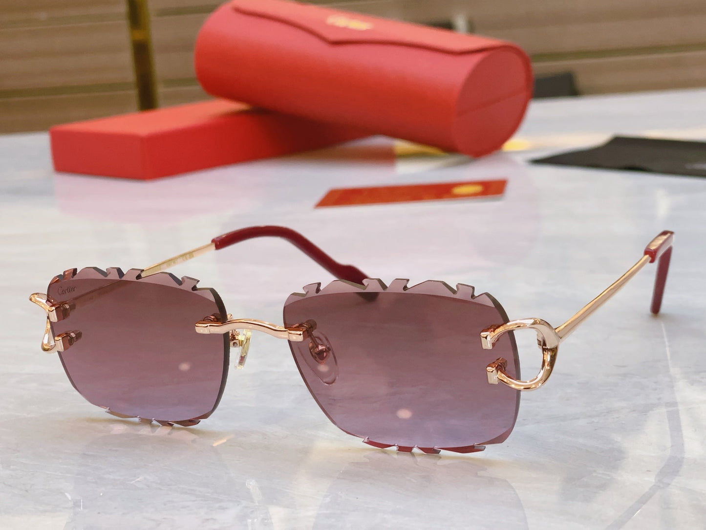 Unique cutting design frameless high-end sunglasses