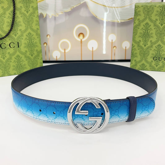 Blue gradient effect printed belt 4.0cm