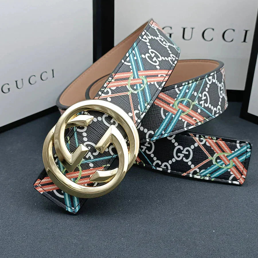 3 Colors double G stripe calico belt