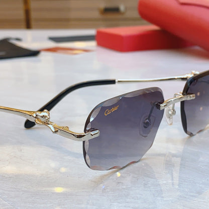 High end cut lens leopard frameless sunglasses