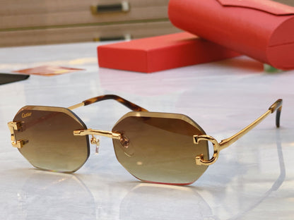 High end hexagonal cut frameless sunglasses