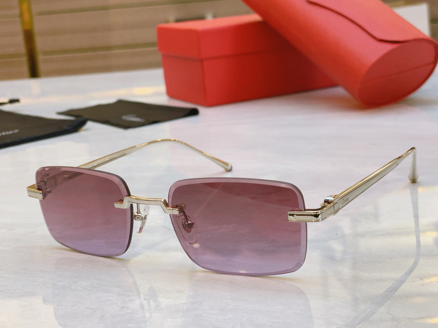 High end minimalist square sunglasses