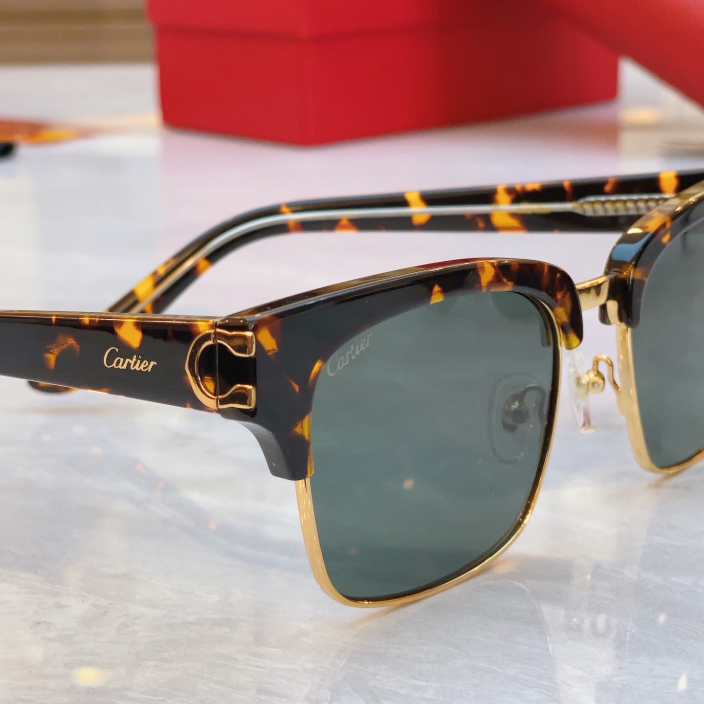 High end half frame design leopard print sunglasses