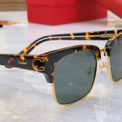 High end half frame design leopard print sunglasses