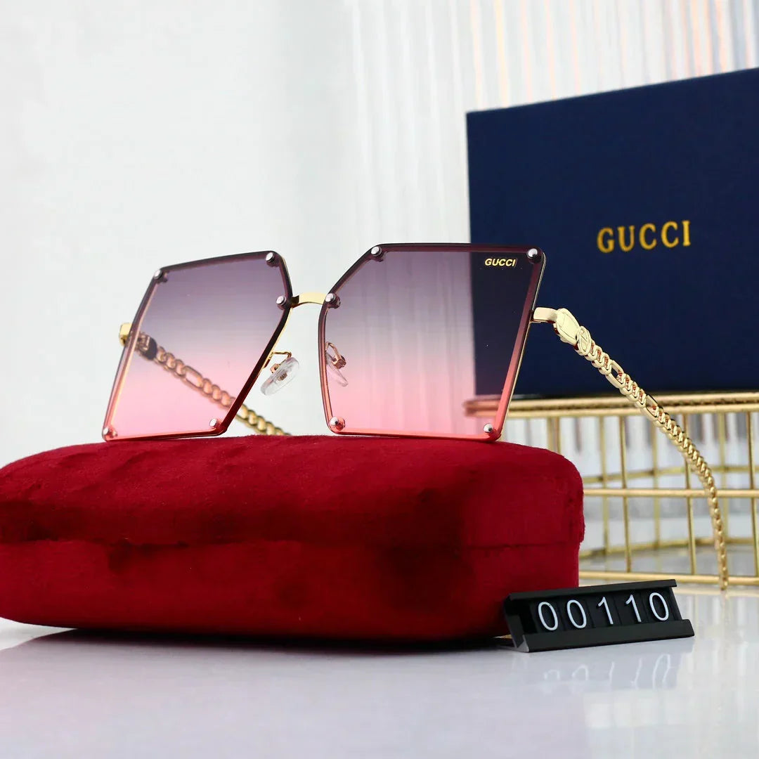 Large frame rimless metal sunglasses