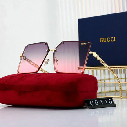 Large frame rimless metal sunglasses