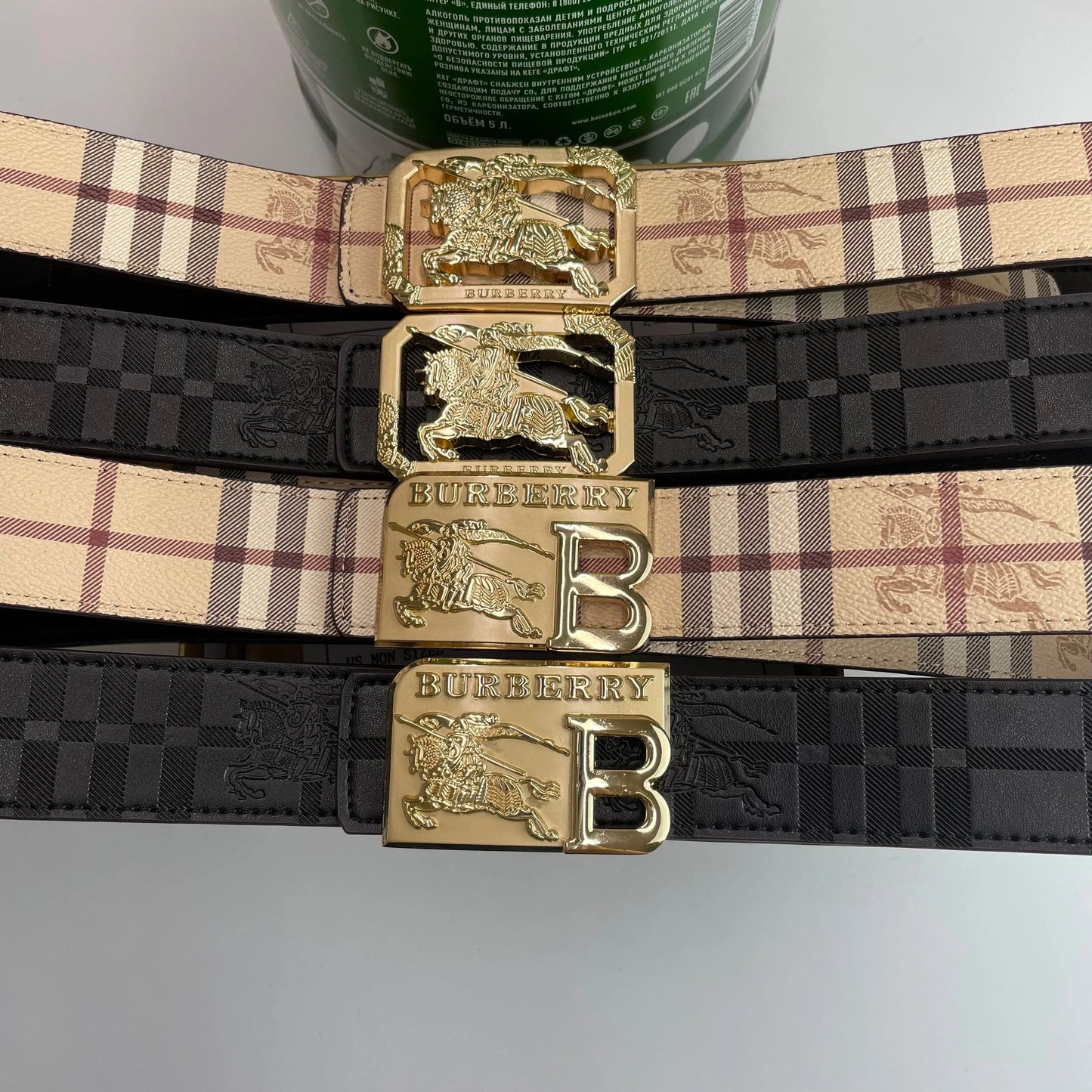 4 Colors printed letter buckle leather belt