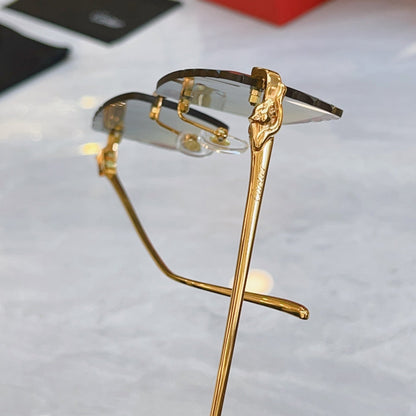 High end metal leg cut quadrilateral sunglasses