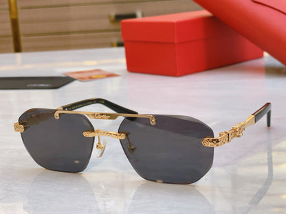 Elegant Exquisite Rimless Sunglasses with Ornate Metal Details