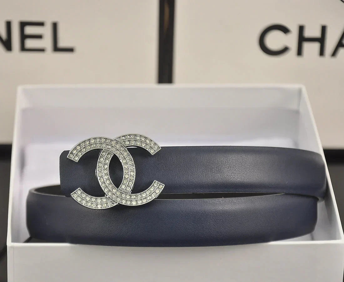 6 color double C pearl rhinestone belt