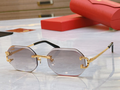 High end hexagonal cut frameless sunglasses