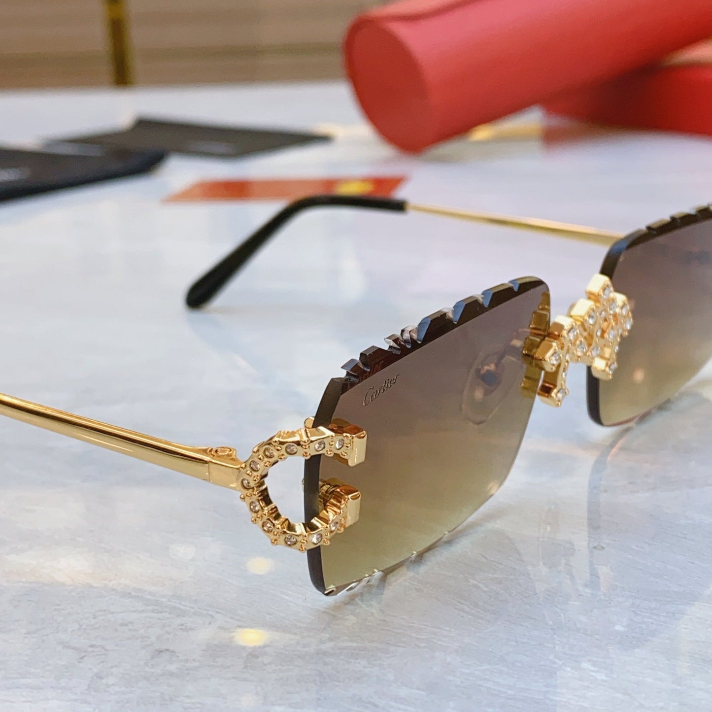 High end diamond precision cut sunglasses