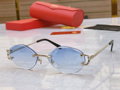 Elegant and high-end diagonal cut design frameless sunglasses