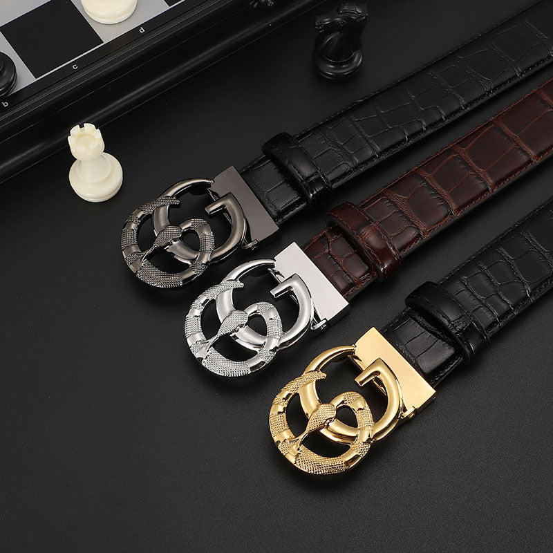 3 Colors printed letter leather belt
