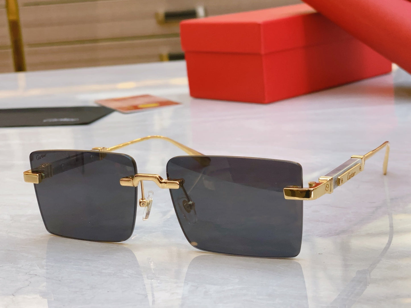 ﻿High-end Chic Gradient Square Rimless Shades Sunglasses