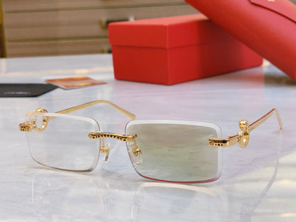 High end Color changing golden leopard carved decorative sunglasses