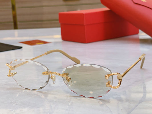 High-end color change Unique wavy cut lens sunglasses