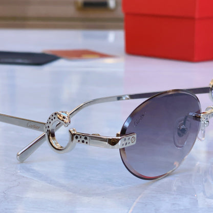 Creative carving high-end leopard oval sunglasses