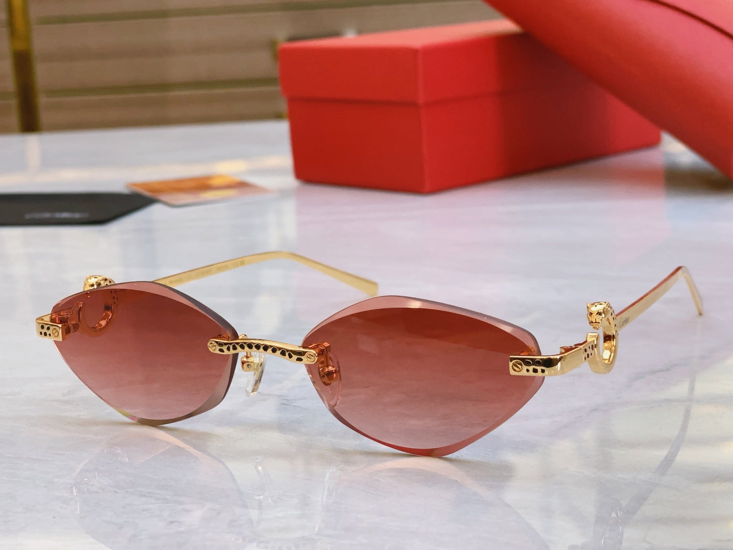 High end leopard creative cat eye cutting sunglasses