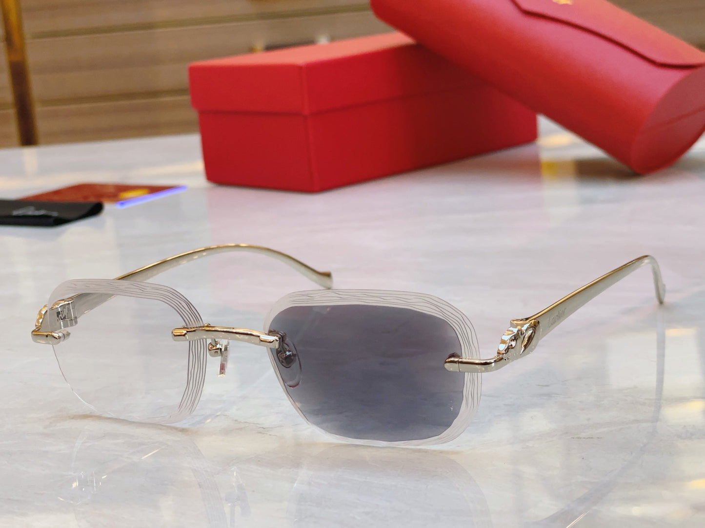 High end unique cut ripple color changing sunglasses