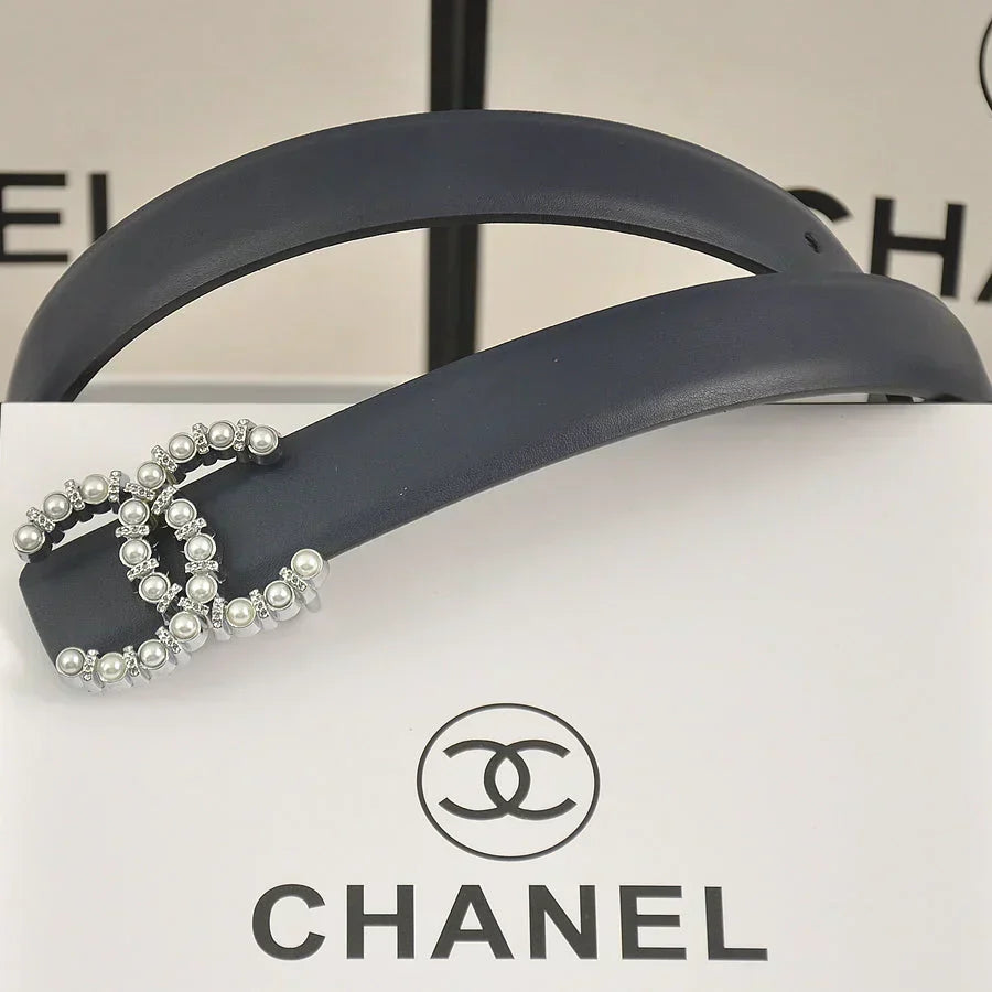 6 color double C pearl rhinestone belt