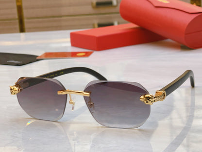 High end leopard precision cut lens sunglasses