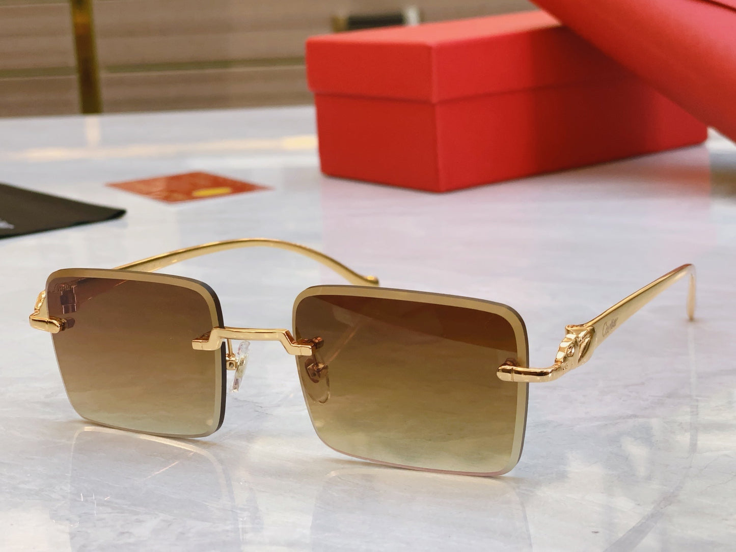 Square frameless design high-end sunglasses