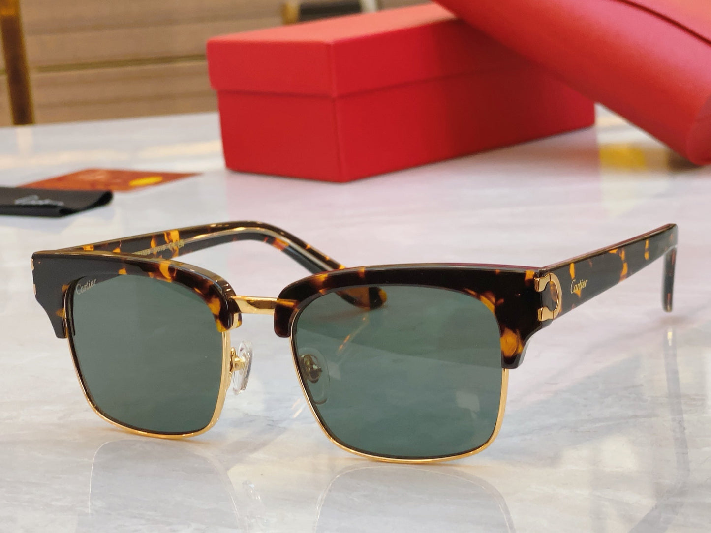 High end half frame design leopard print sunglasses