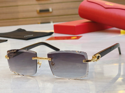 High end cut square frameless lens sunglasses