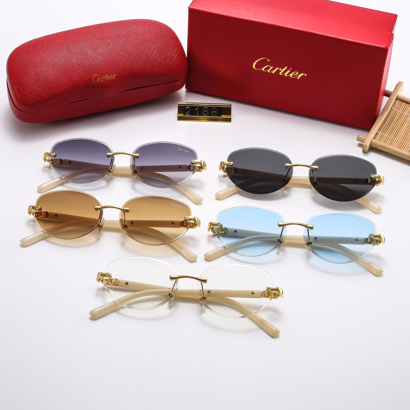 Fashion Oval Frameless Sunglasses 2188