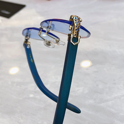 Classic leopard cut triangular wooden leg high-end sunglasses