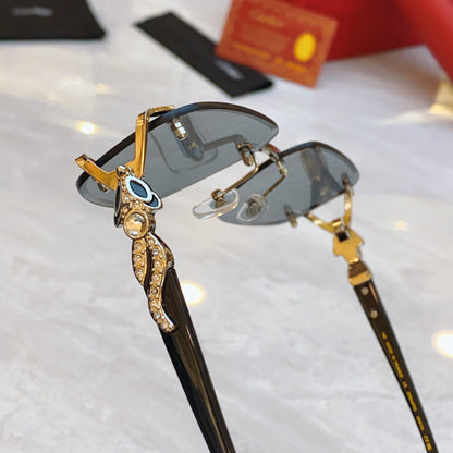 High end classic Diamond Leopard frameless sunglasses