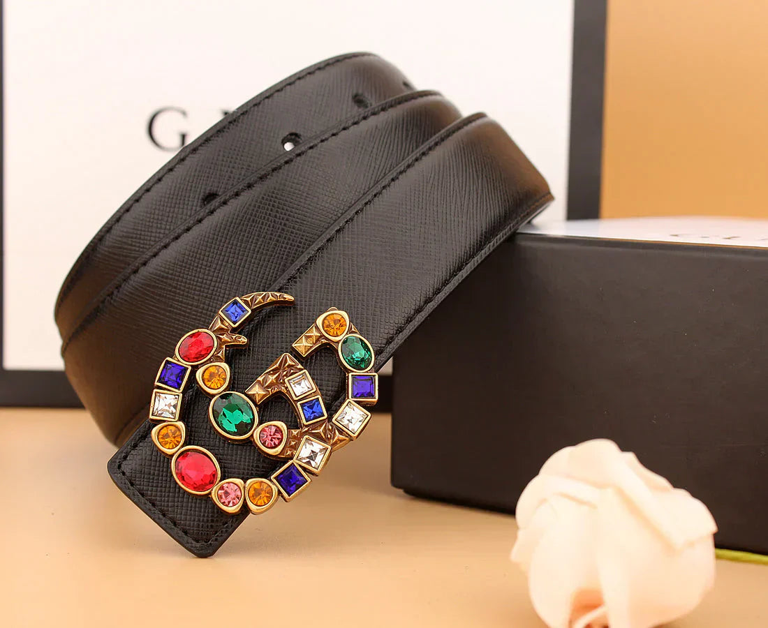 2 double G irregular colored diamond belts